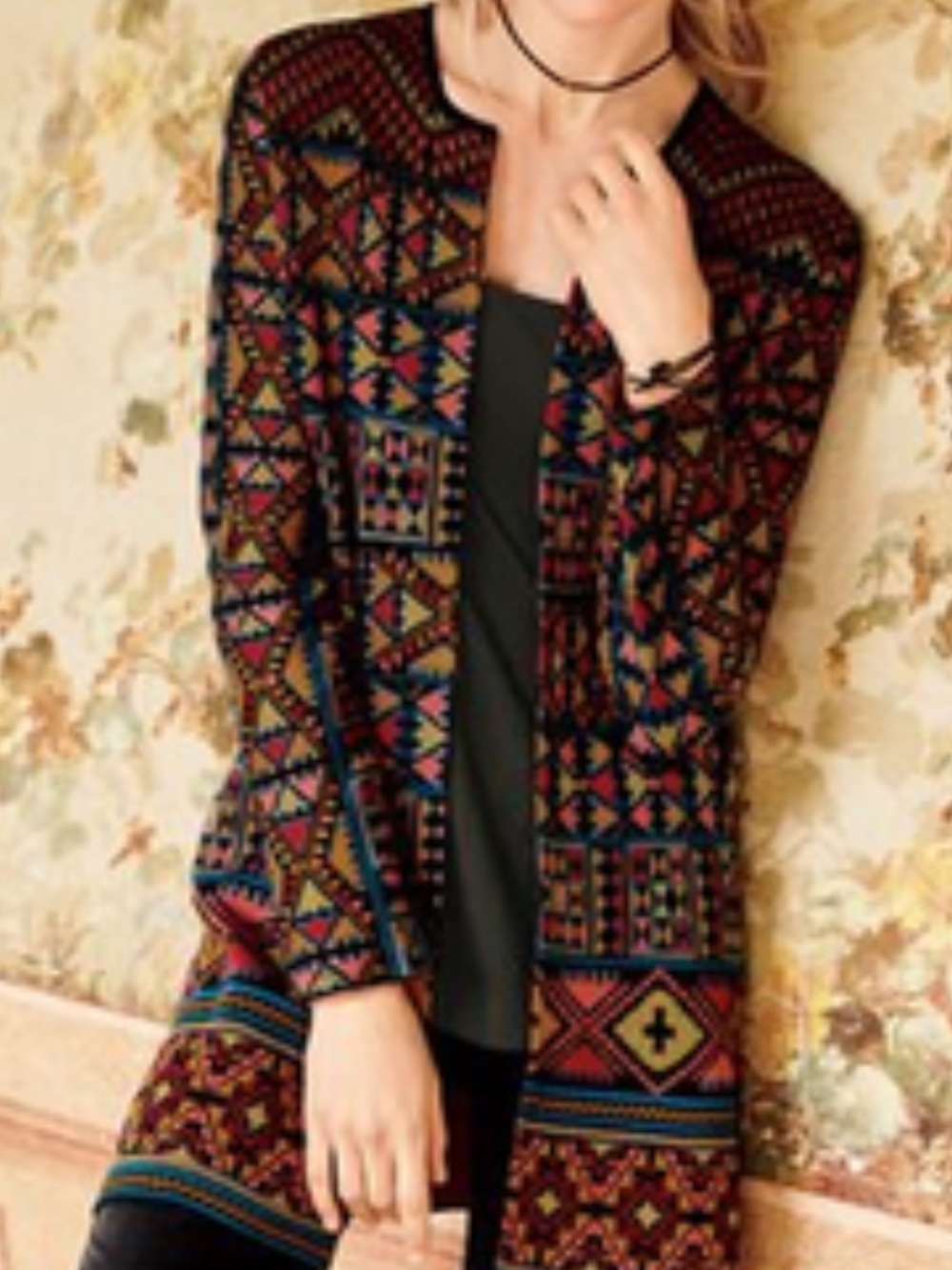 Peruvian Connection Women’s 100% Cotton Multicolor Aztec Knit Cardigan Size M